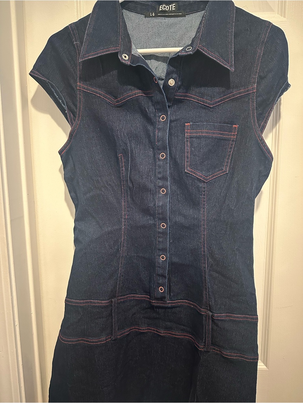 Ecote Dark Navy Denim Polo Mini Dress